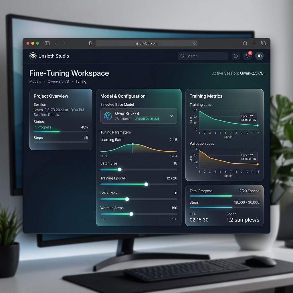 Unsloth Studio Web UI dashboard screenshot