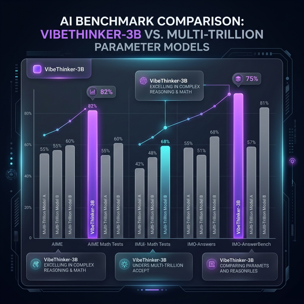VibeThinker-3B Benchmarks infographic chart
